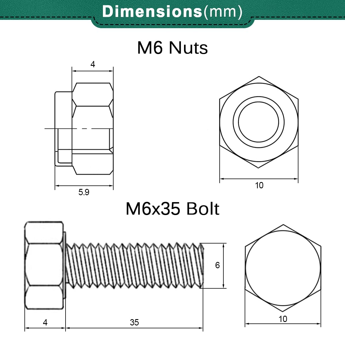 Drenky M6 Stainless Steel Bolts - Image 2