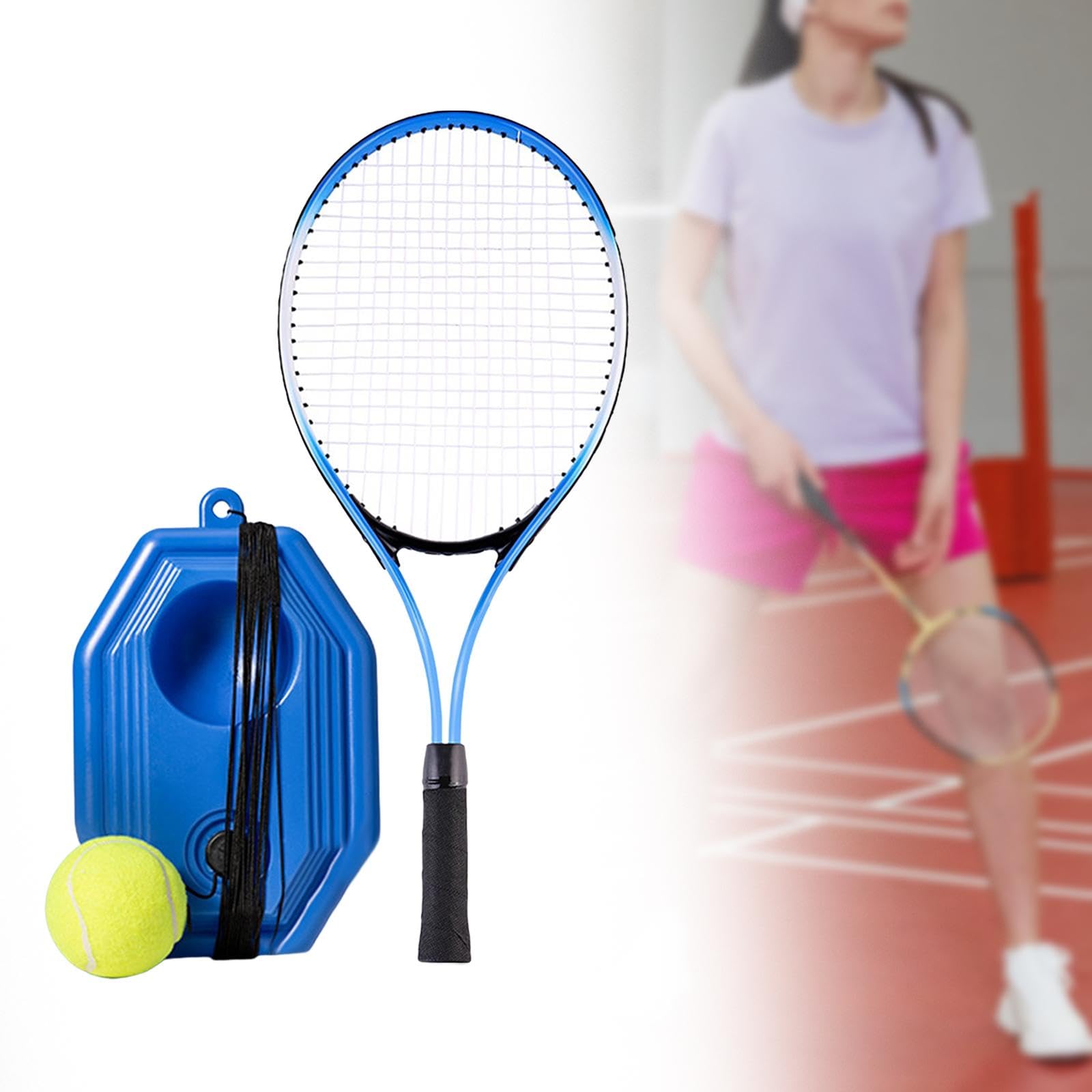Generic 2 Pezzi Tennis Racket con Palline Elastiche per Allenamento Personale Attrezzatura Portatile per Pratica Singola Manico Antiscivolo in PE Resistente