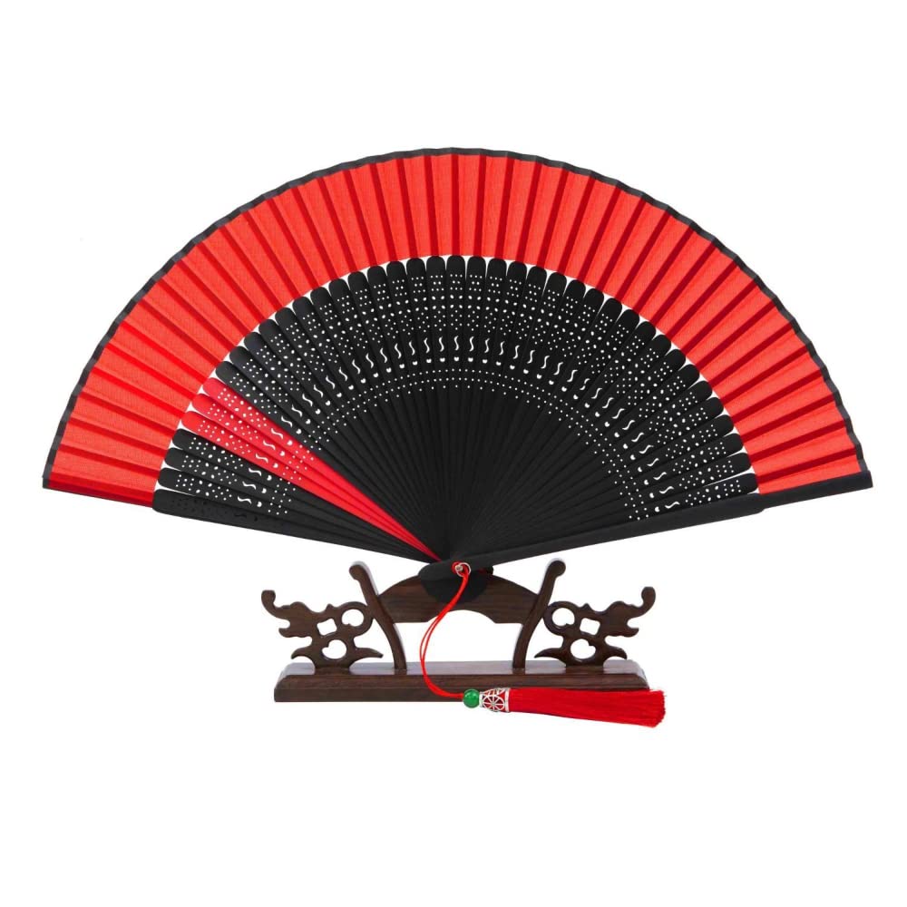 Éventail de danse rétro chinois rouge XIALON 21 cm une idée cadeau unique