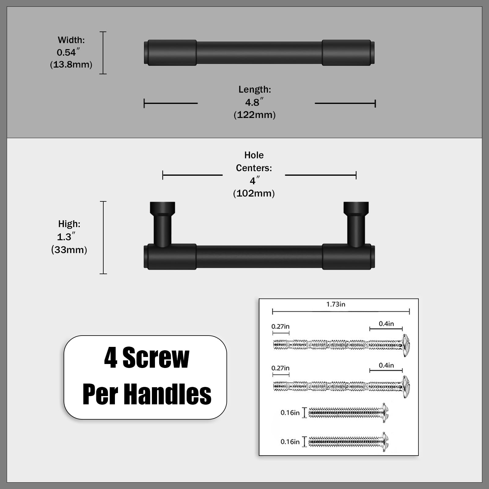 10 Pack Matte Black Cabinet Pulls 4 Inch Cabinet Handles — Amazon image 2