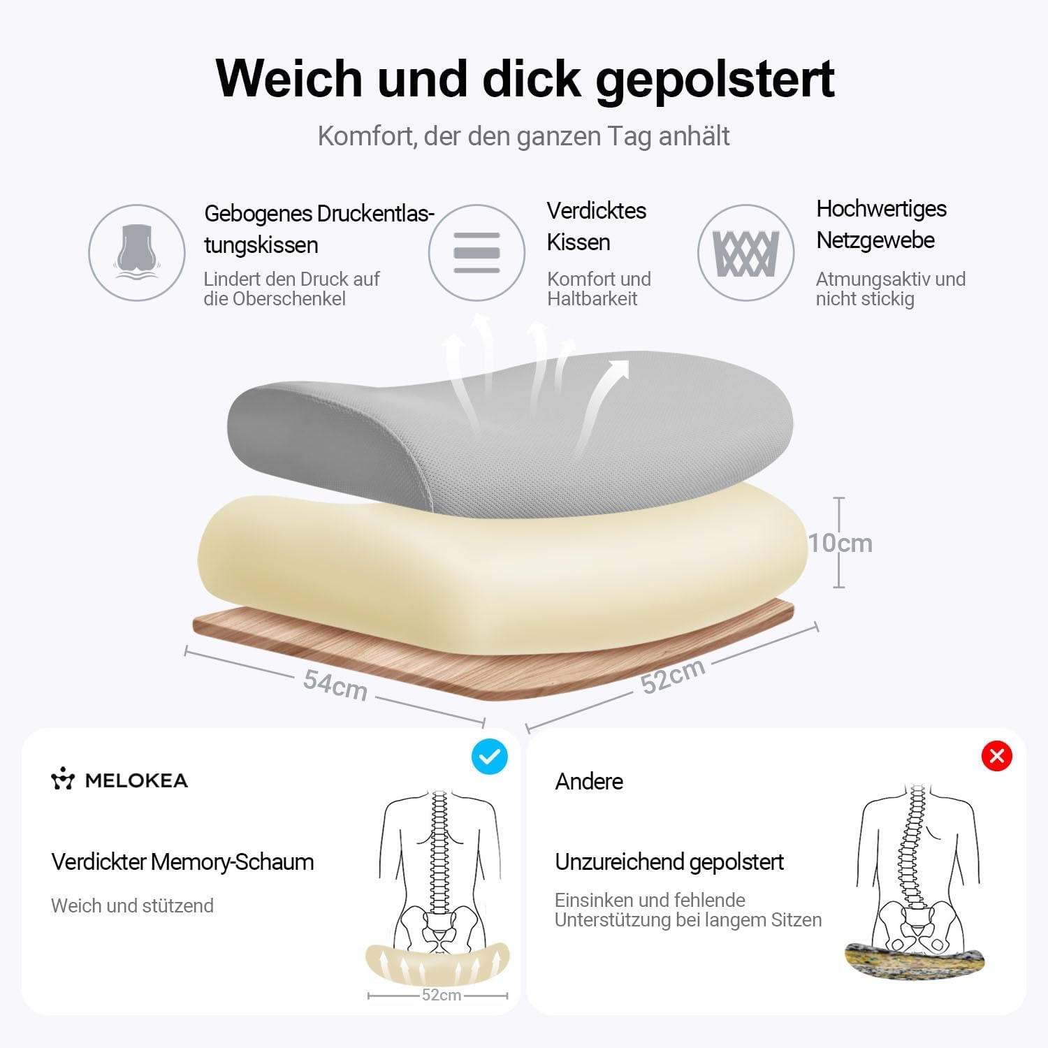 MELOKEA Bürostuhl Ergonomisch mit Verstellbare Kopfstütze, Schreibtischstuhl aus Mesh, Klappbare Armlehnen, Breites Sitzkissen, Wippfunktion, EN 1335 Computerstuhl, Bürostuhl 200 KG, Desk Chair, Grau
