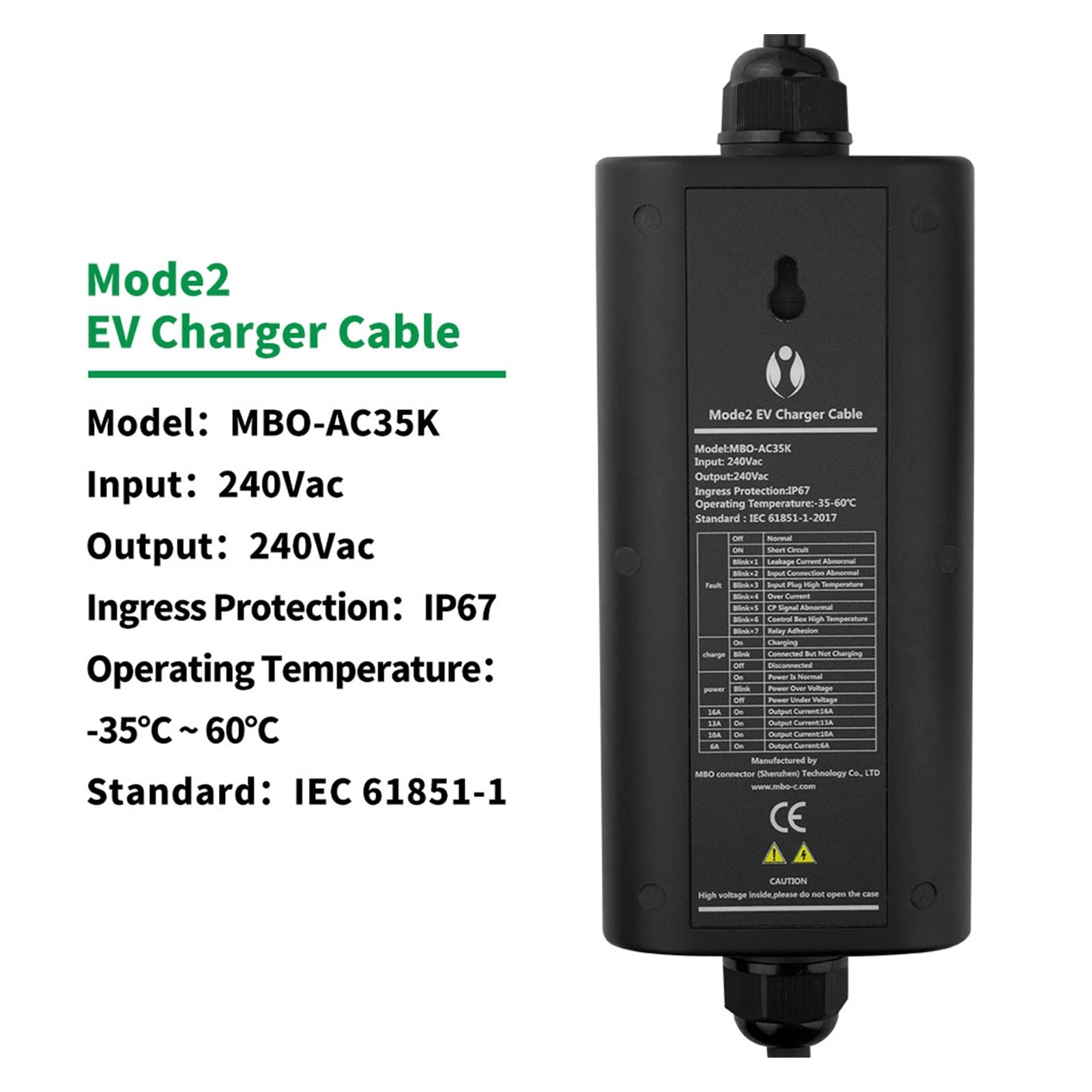 ポータブルEV充電ボックス FU-AM2-16 16A 電気自動車の充電器 3 相 16A ポータブル充電器 Type2 EVSE 充電