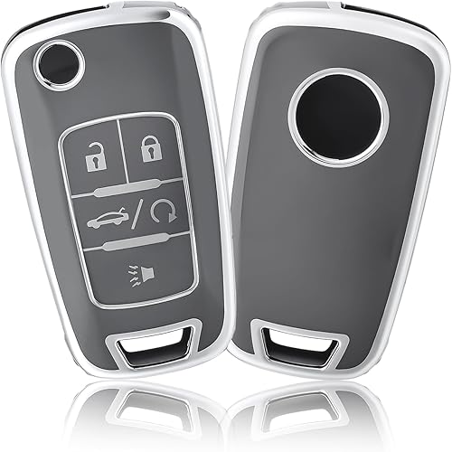 OFFCURVE Funda para llavero de Chevy Buick, funda de TPU para llavero Buick Encore Chevy Chevrolet Camaro Equinox Impala Sonic Trax GMC Terrain Flip