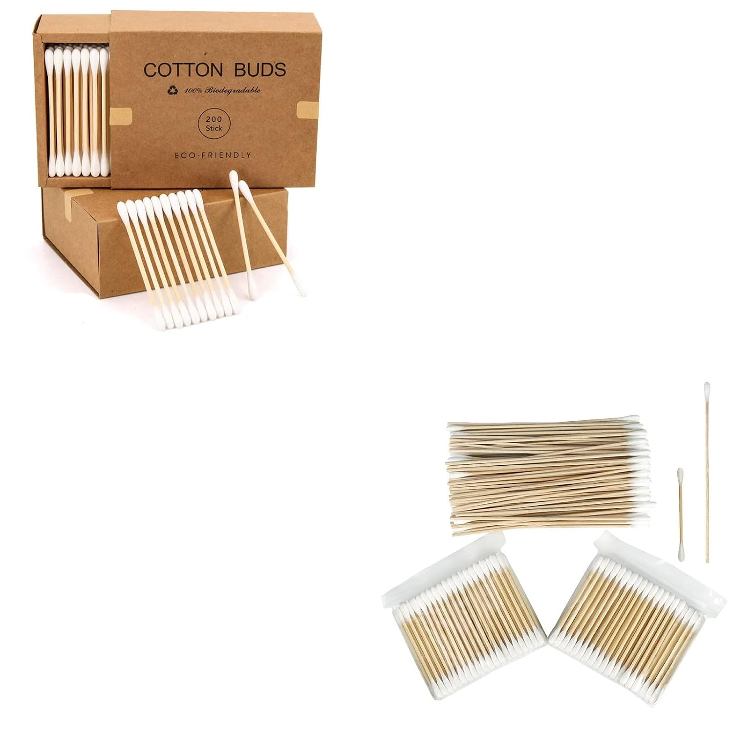 600 Pcs Double Tipped Cotton Swabs + 100 Pcs Long Cotton Swabs