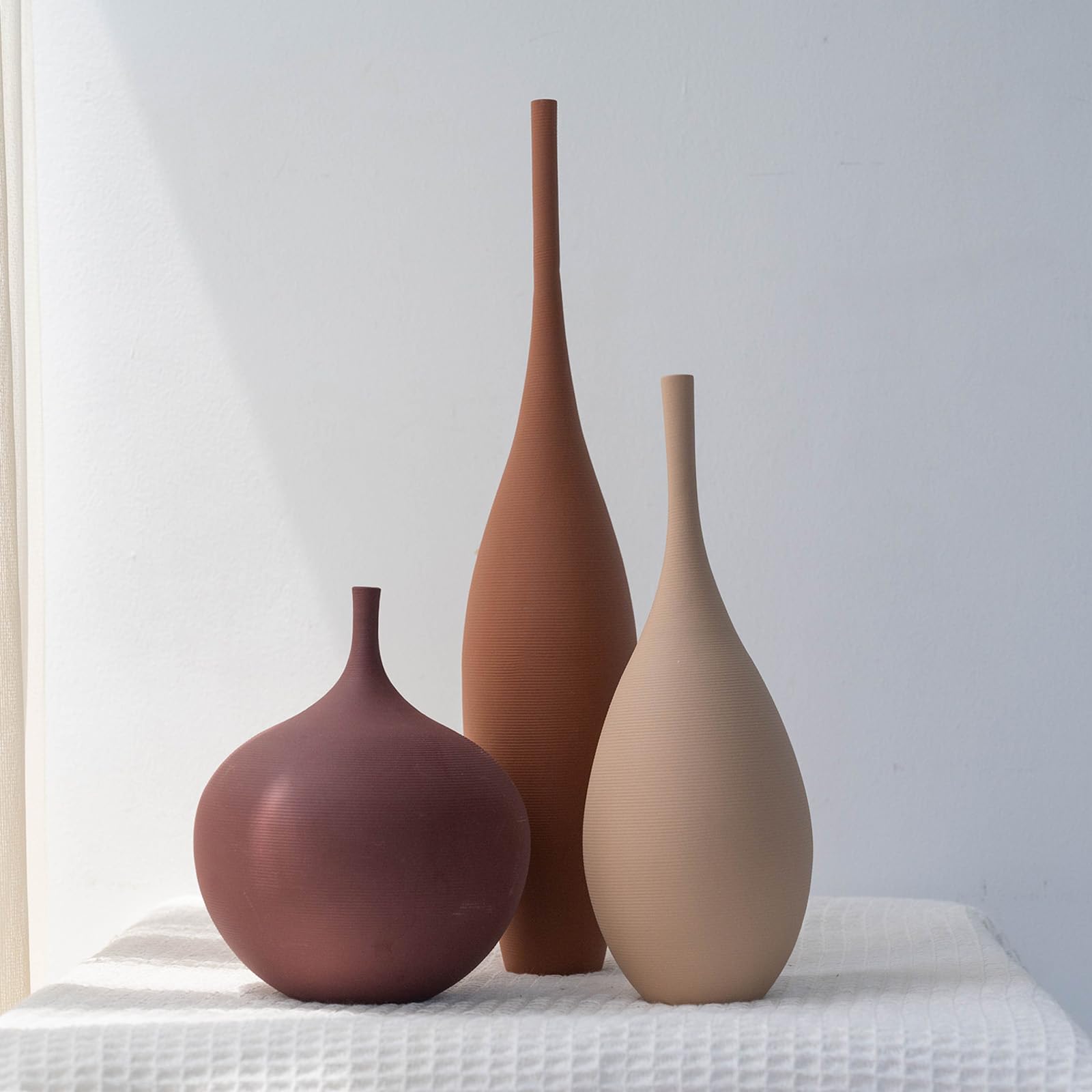Photo 1 of ** SOLD AS IS NO REFUND/RETURN** SEE COMMENT!
Relexome Ceramic Modern Vase Set of 3 Farmhouse Decorative Vase Minimalist Aesthetic Vases for Centerpieces Matte Ribbed Vases for Home Decor Table Entryway Living Room (Brown+Khaki+ Dark Red)