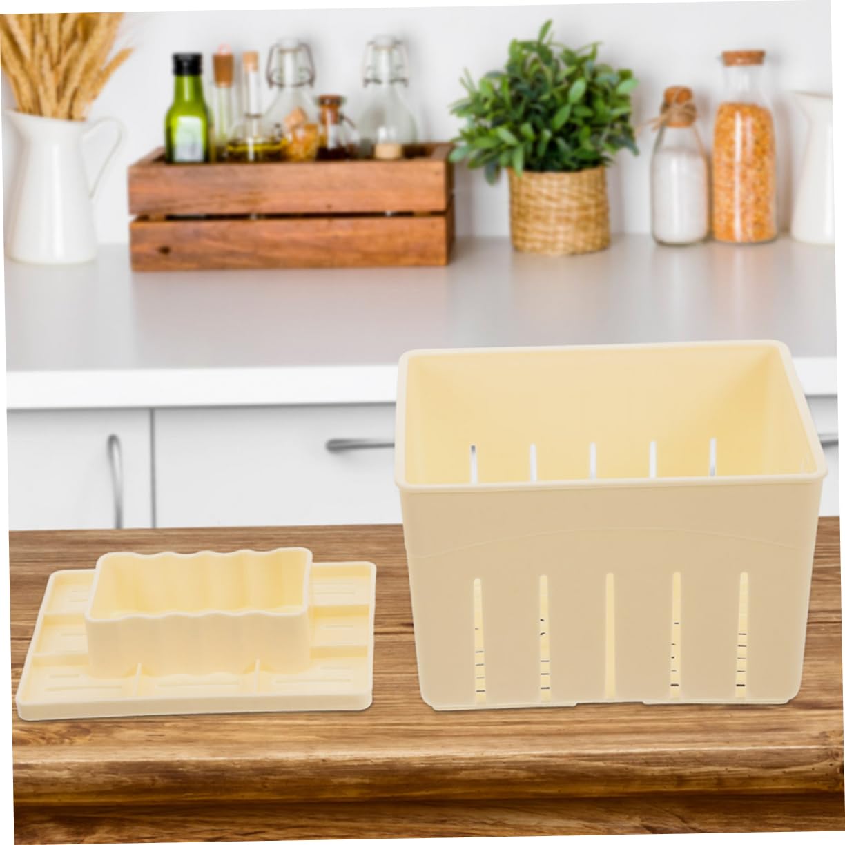 KICHOUSE Pressa Per Formaggio in Legno 4 Pezzi Stampo Per Tofu Domestico Manuale