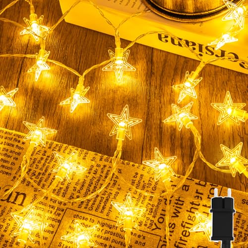 Isisyu Lichterkette Sterne Außen, 15M Weihnachtsbeleuchtung Außen...