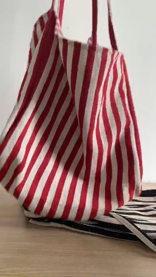 2 Bolsas Tote de Lona Rayadas Casual Suaves miniatura 7