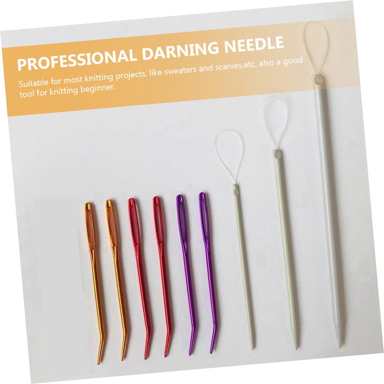 Zerodeko 12pcs Wear-Resistant Multi-Function Yarn and Tapestry Needles with Large Eye, Bent Design for Knitting and Darning, Mixed Colors, Portable Sewing Tool for Yarn Crafts Random Color