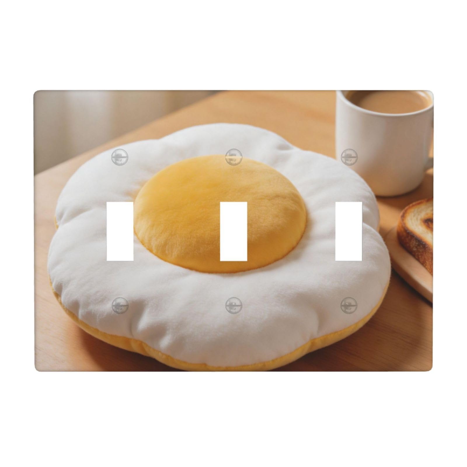 Fried Egg Pillow 3 Gang Switch Plate Cover-Unbreakable Polycarbonate Wall Plate, Heat Resistant Toggle Switch Decor for Home