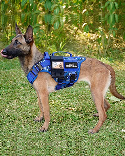 Image of PETNANNY Tactical Dog Harness - No-Pull Service Vest for Large Breeds, with Hook & Loop Patch Panel & MOLLE System | Padded Handle for Walking, Hiking & Training (Navy Blue,L)