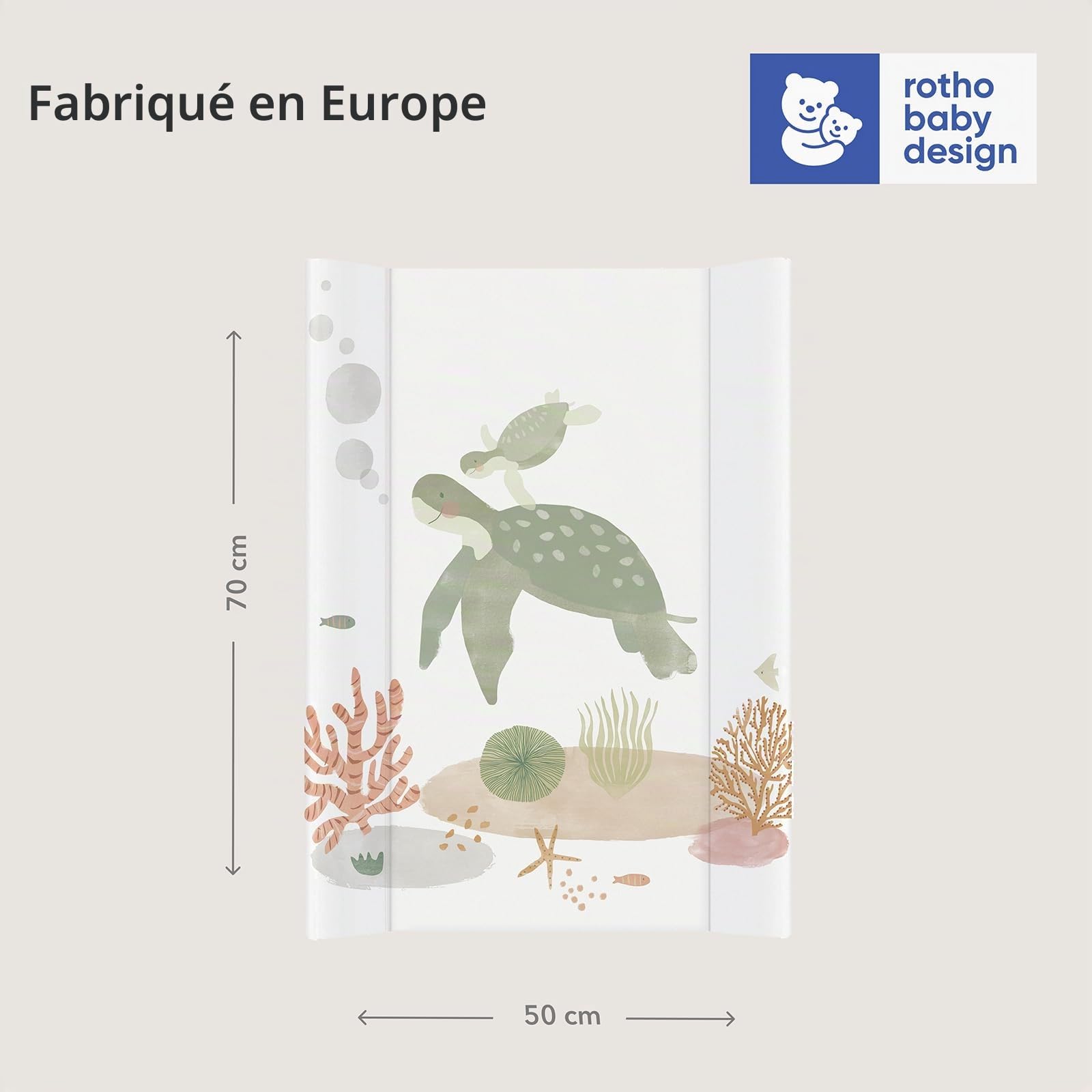 Rotho Babydesign Wickelauflage Keil 50x70 cm wasserdicht abwaschbar Motiv Sea Life