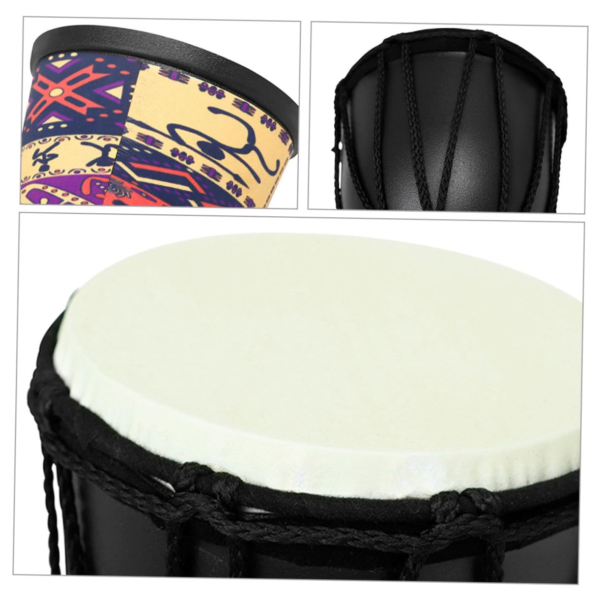Tamburo Djembe Strumento Percussione per Ragazzo Ragazza Principianti Design Delicato e Resistente Leggero in Pvc Pelle Artificiale di Capra per Eventi Musicali e Scuole