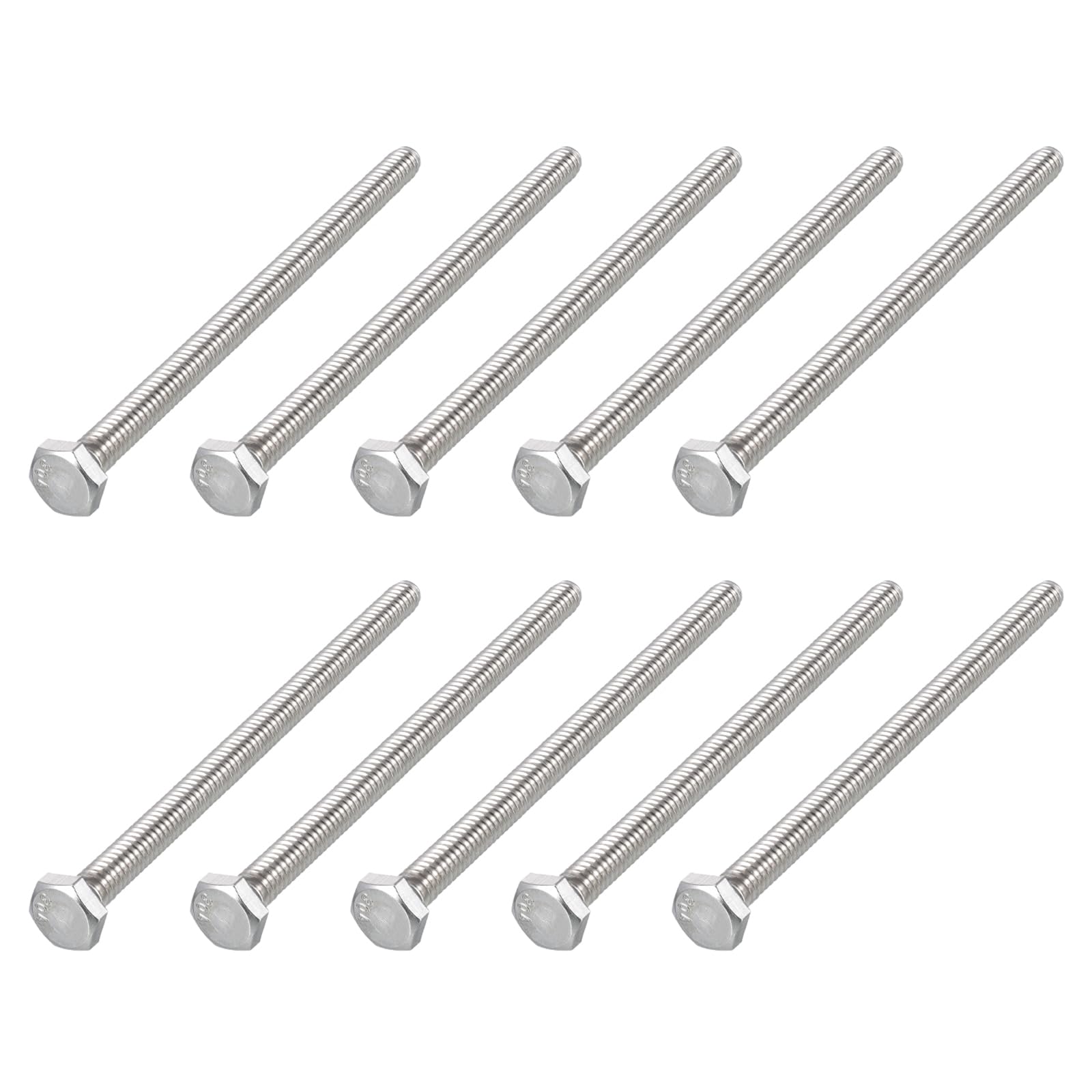 METALLIXITY Hex Head Bolts (1/4-20 x 4") 50Pcs, 304 Stainless Steel 18-8, Fully Threaded, External Hex Drive, Plain Finish