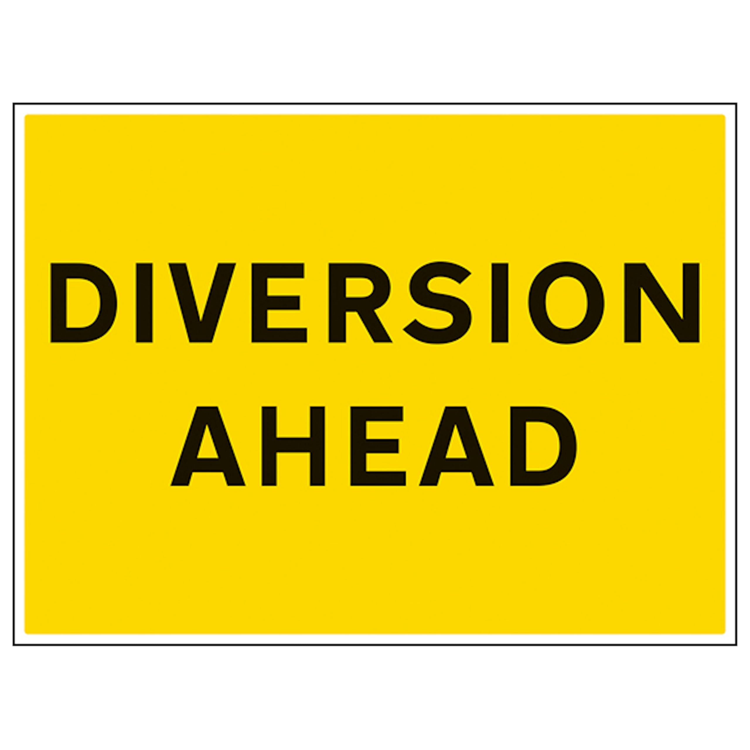 V Safety Diversion Ahead 600 x 450 mm - 3mm Reflective Aluminium Composite Safety Sign, White