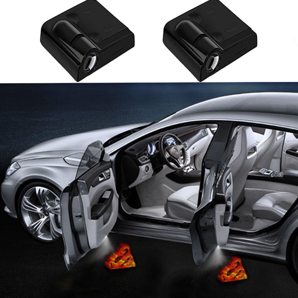 Pack of 2 Wireless Car Door HD Projector Light, Car Door Welcome LED Light, Personalised Car Door Logo Light Projector, Suitable for All Cars (Red Superman Logo)