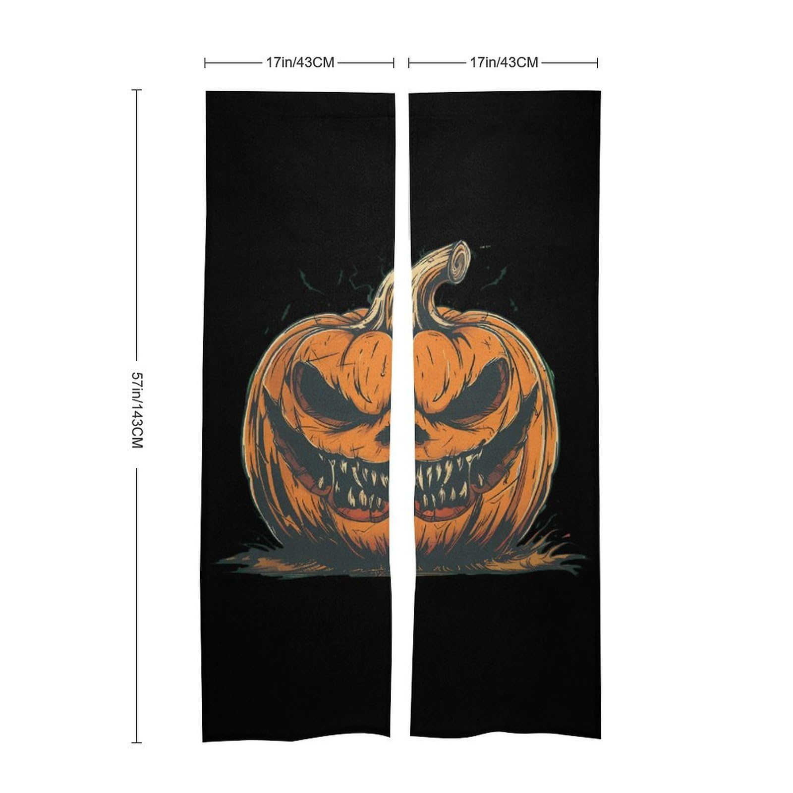 Evil Pumpkin King Halloween Noren Doorway Split Shower Curtain Long Type Window Treatment for Privacy Partition Divider