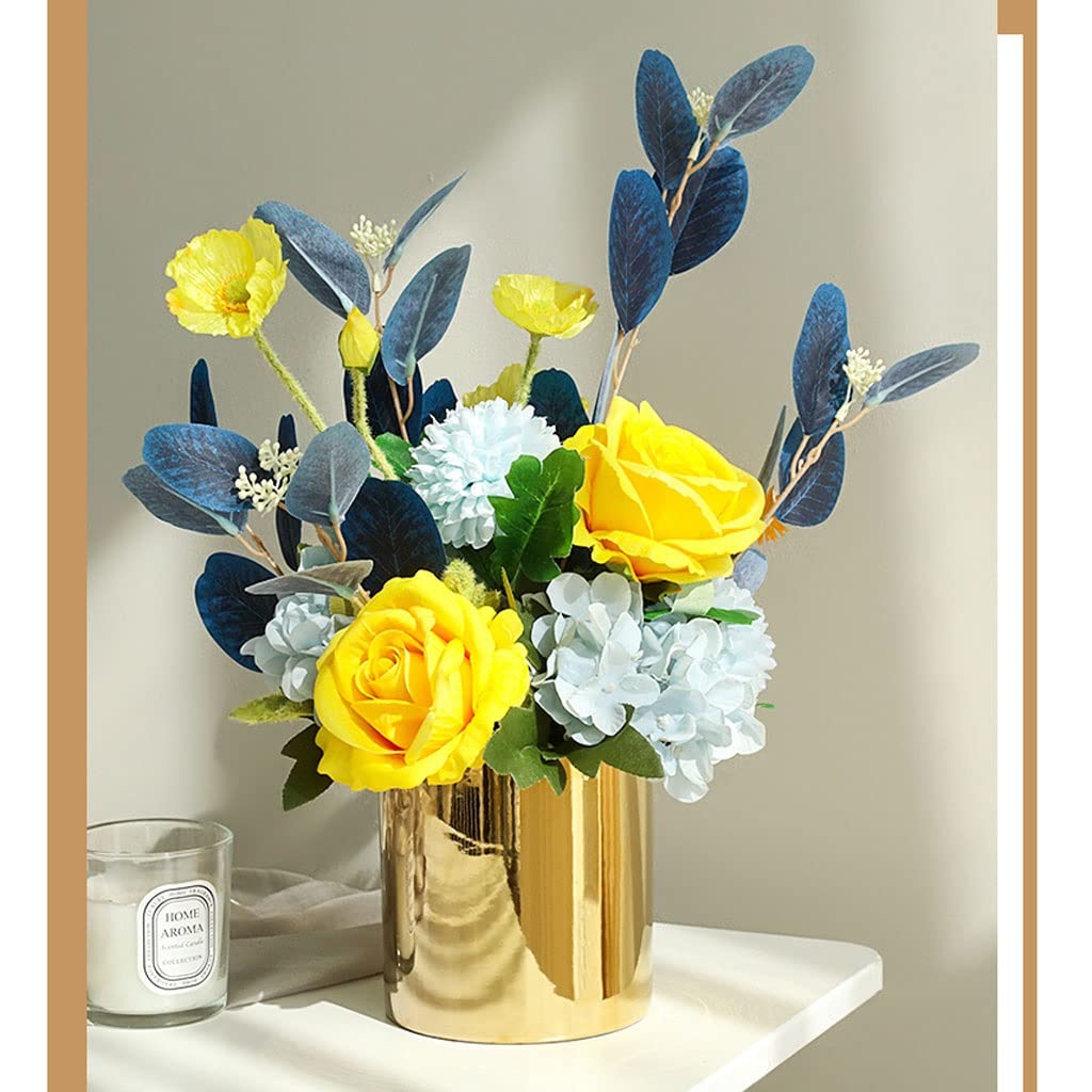 Ramo de Flores Artificiales Falsas de Alta Gama, de Tela de Seda, jarrones de cerámica Gouda para decoración navideña del hogar, arreglos Ornamentales para mesas de Boda.