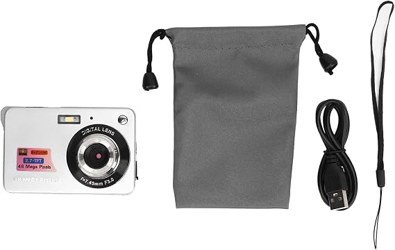 Digital Camera, 48MP 2.7in LCD 4K Vlogging Camera for Shooting (Silver)
