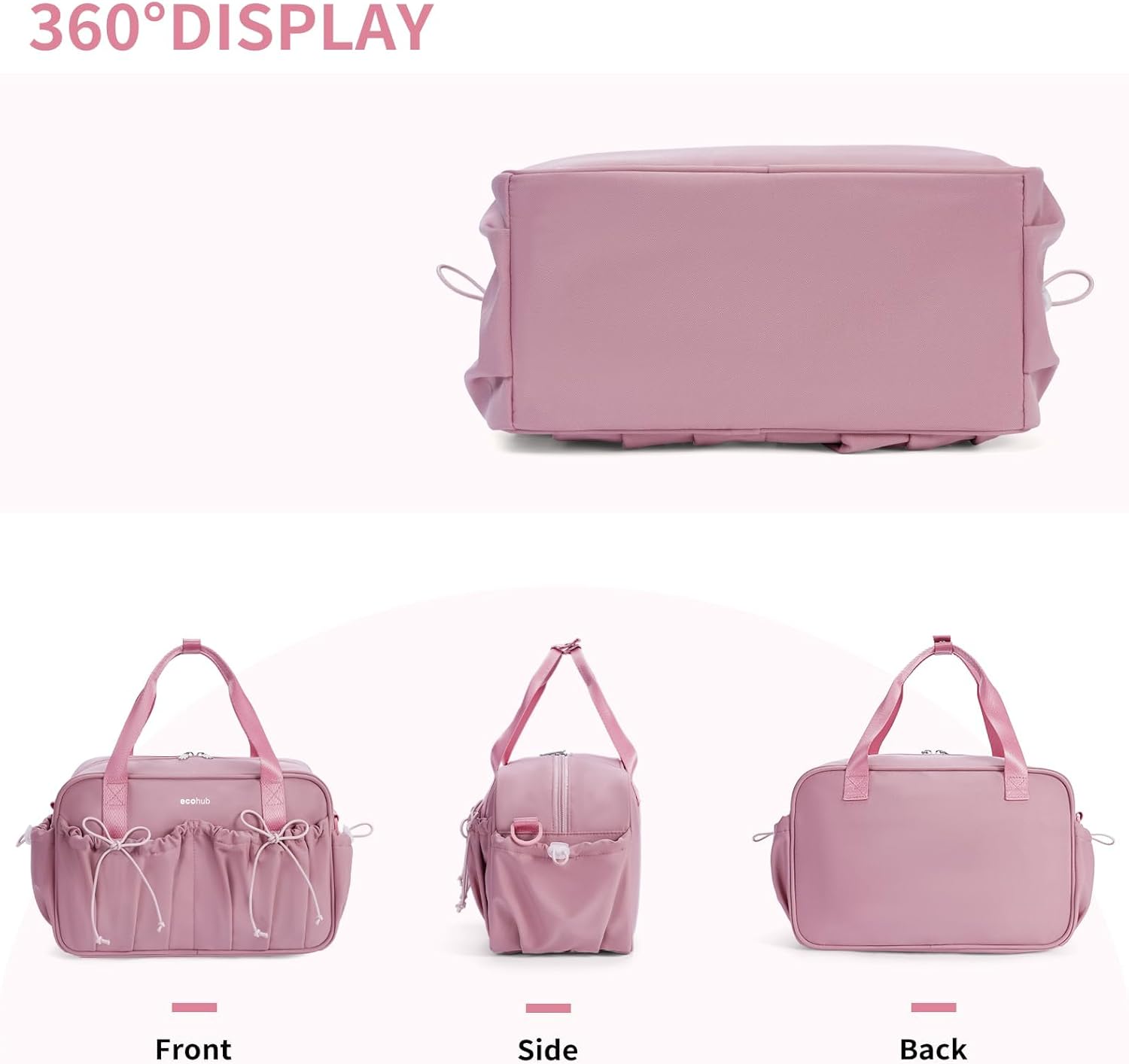 ECOHUB Small Gym Bag for Women, Mini Gym Duffle Bag with Wet Compartment, Bowknot Sports Bag, Cute Gym Tote Bag Dance Yoga Workout Travel Bags Pink - Image 6