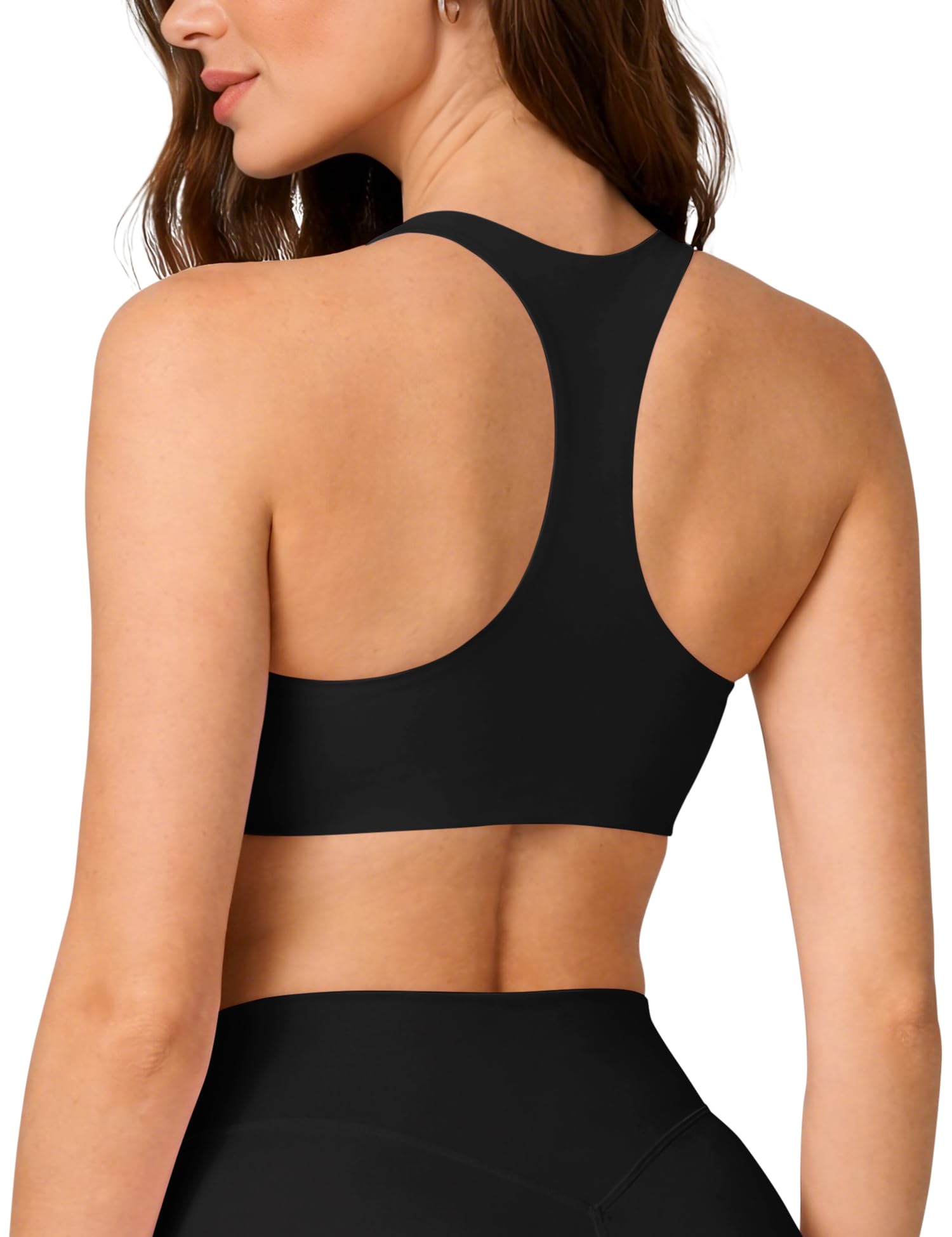 Photo 1 of **XL** Ieumaz Racerback Sports Bras for Women Wireless Padded Buttery Soft Bra Workout Gym Yoga Top with Removable Cups Black