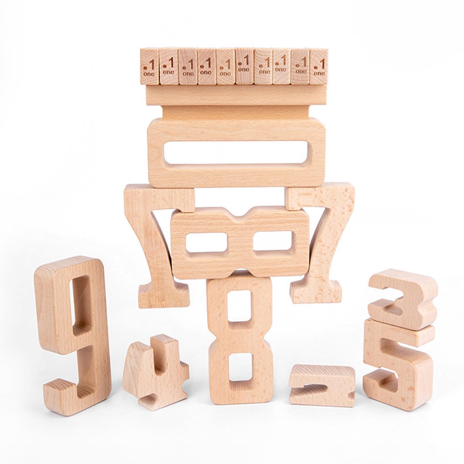 Holz Zahlen Bausteine Holz Zahlenblöcke Zähl- und Stapelspielzeug | Feinmotorische Entwicklung Pädagogisches Sortier- und Bauspiel für Vorschulkinder und Kleinkinder zum Frühlernen