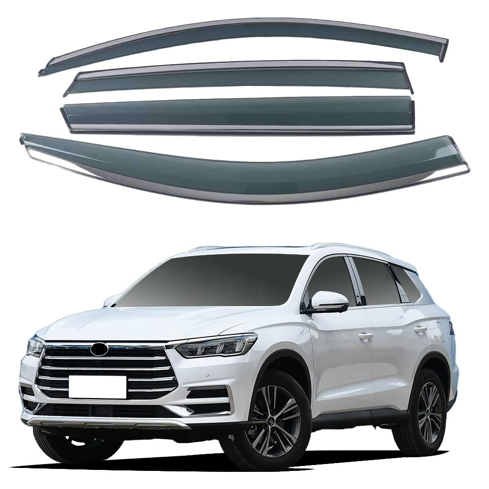 liufangfc Wind Deflectors for BYD Song PRO 2019-2025 – 4pc Tape-On Smoked Visors, Weatherproof, Anti-Salt/Snow, Low-Noise