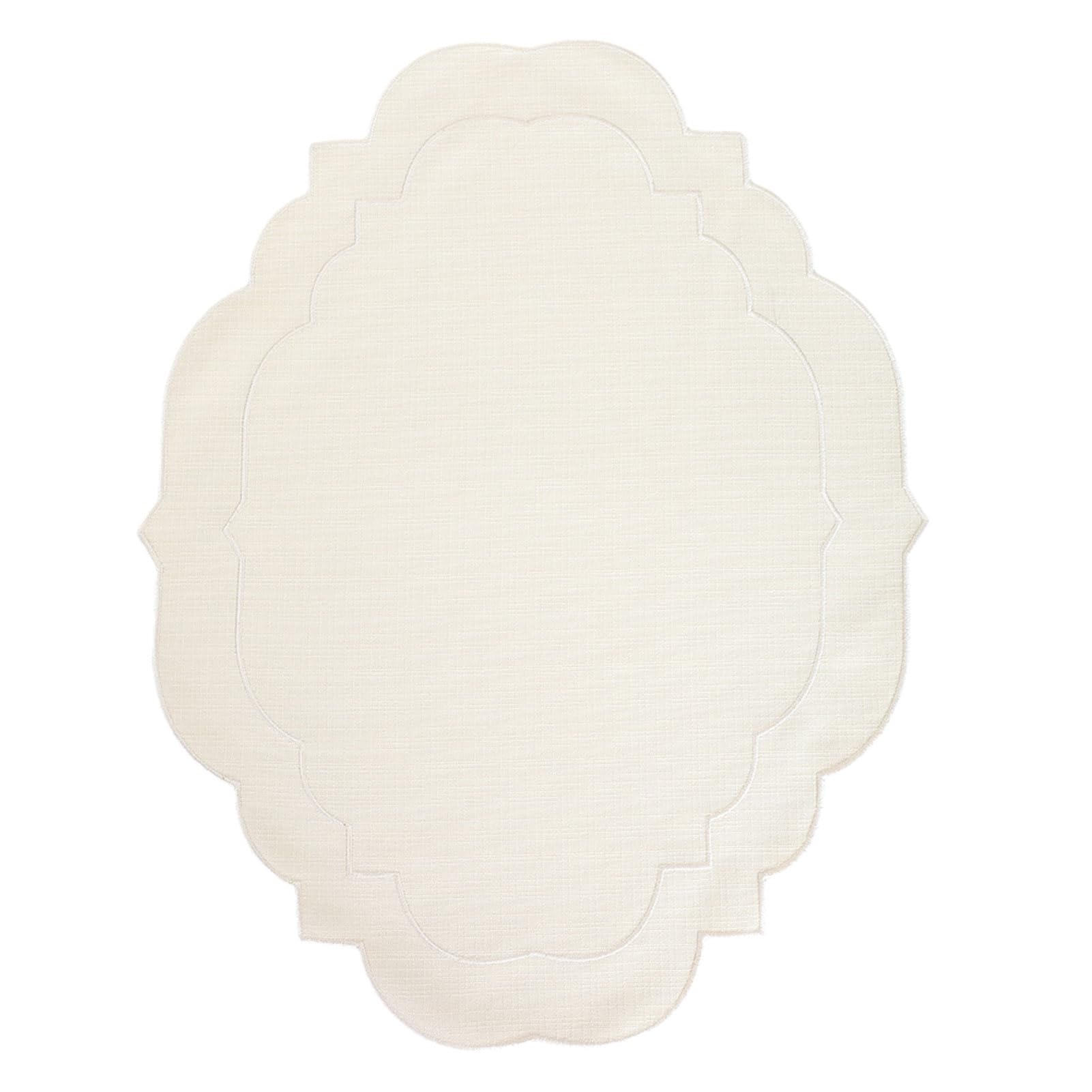 Virelynx Linen Placemats with Embroidery – Overlocking Dining Placemats Durable, Anti-Slip Table Protector for Hotel Restaurant Kitchen