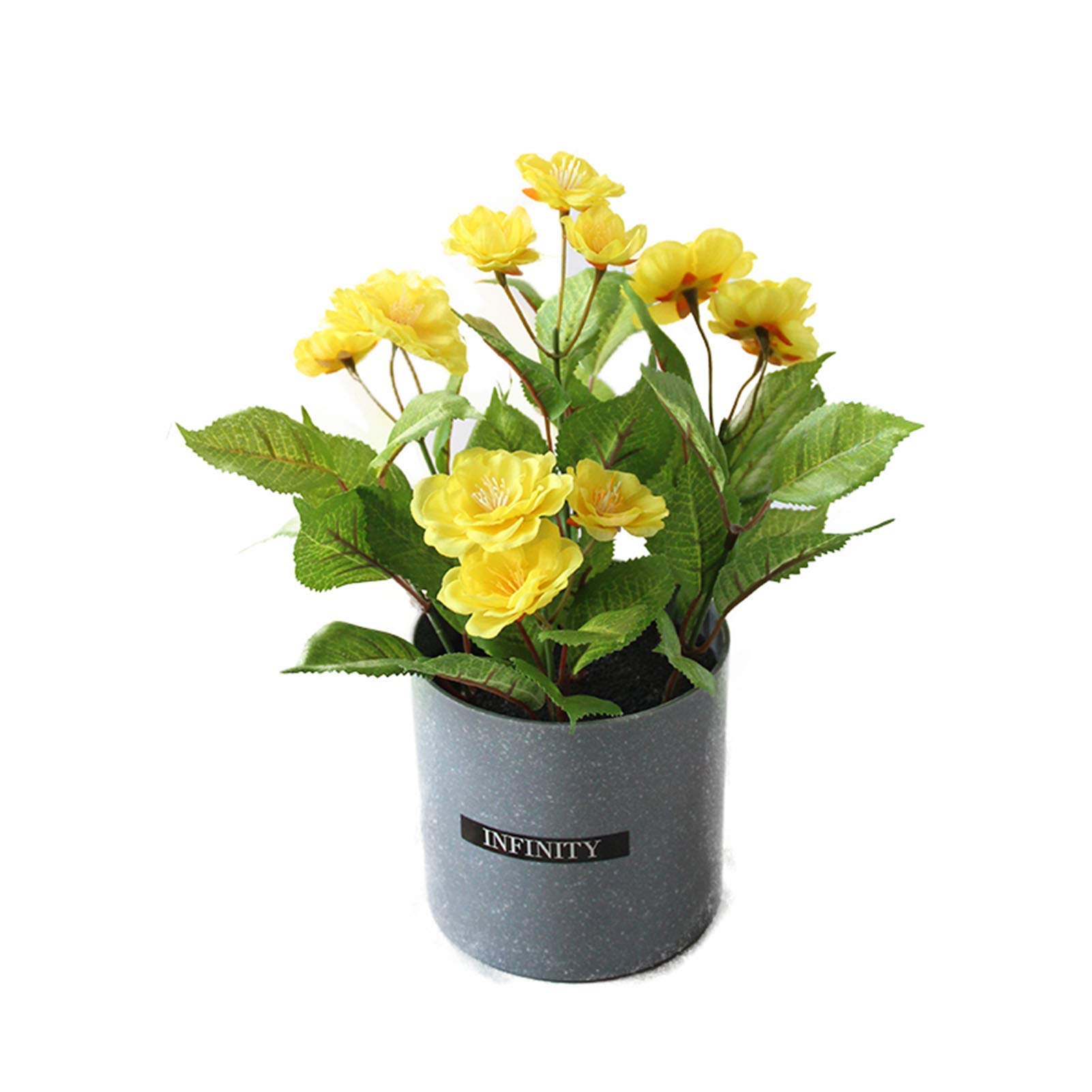 Piante Artificiali, Fiori Artificiali da 27 Cm in Vaso all'Interno, Rosa Finta in Vaso Decorativo per Il Bagno, Accessori per Il Soggiorno, con Vaso di Fiori in Cemento