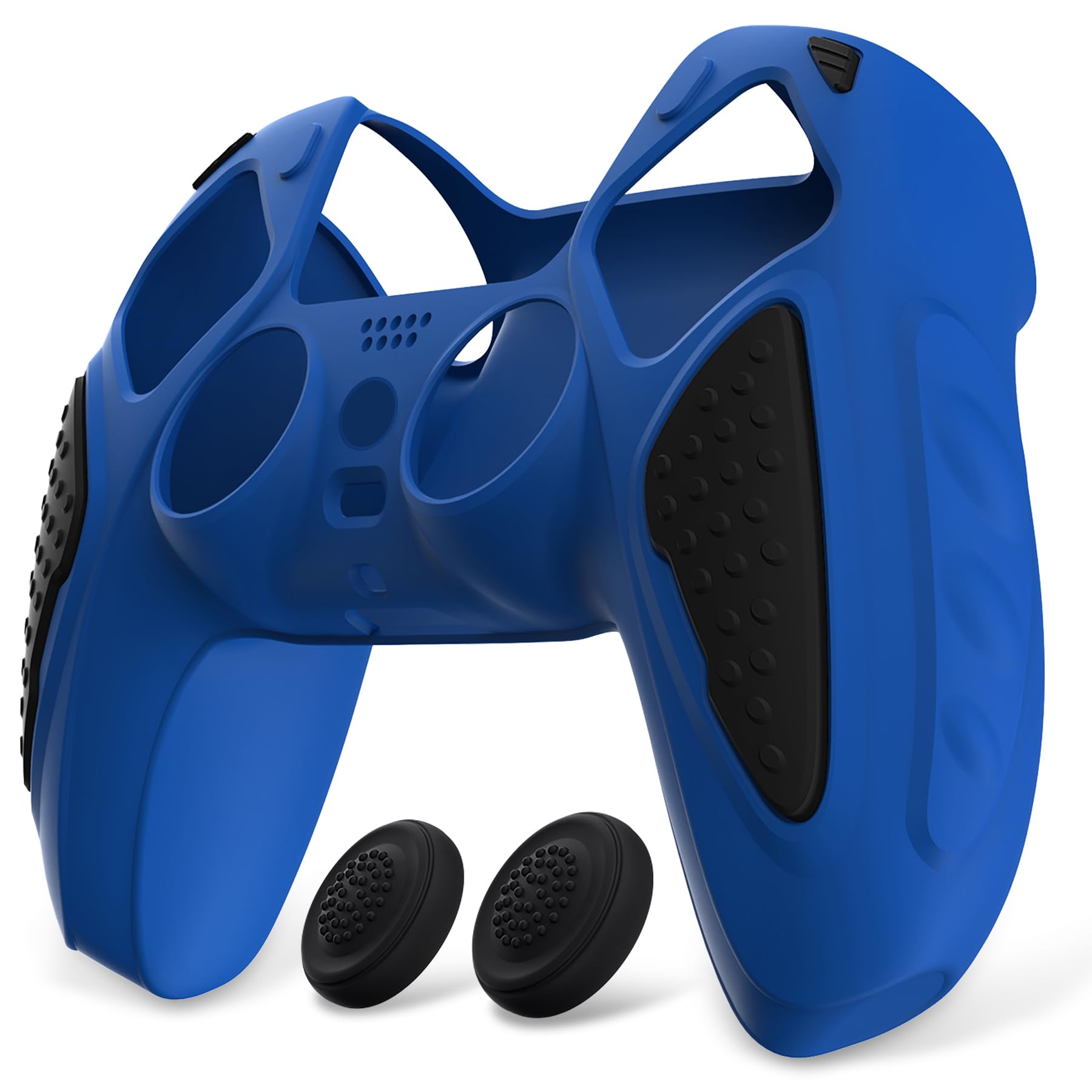 PlayVital Funda de Silicona para ps5 Mando - Carcasa de Goma Antideslizante con Tapas para Pulgar, Protector Tacto Suave, Accesorio Compatible con ps5 - Edición Knight (Gris Metalizado & Gris Oscuro) — view 17