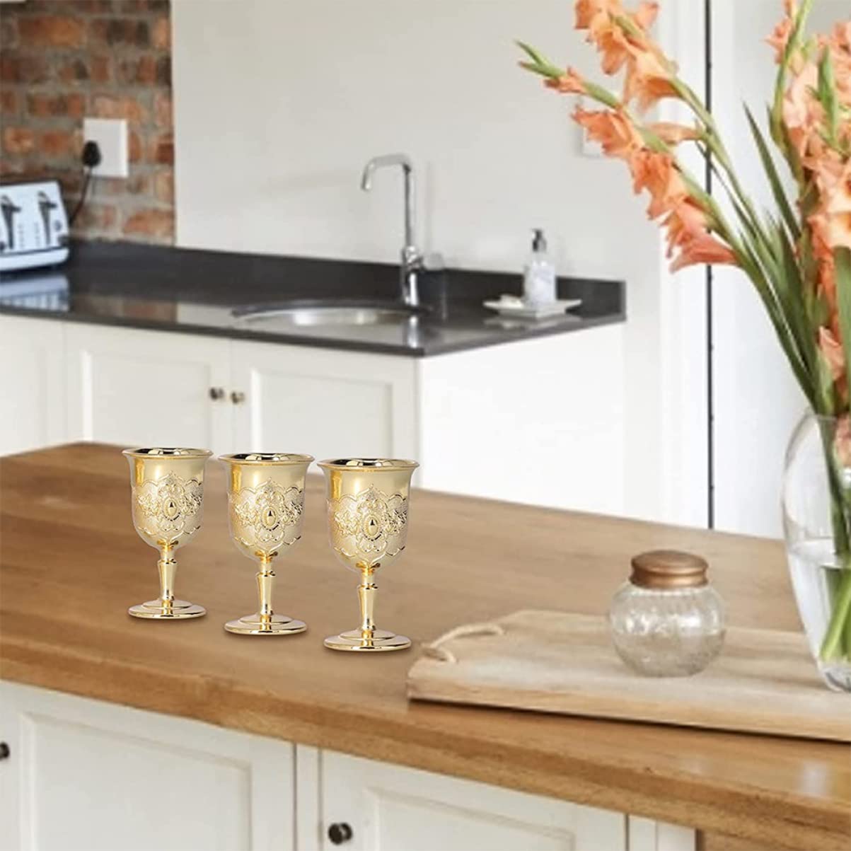 Zerodeko 6pezzi Calici Da Vino Retro Dorato Elegante Coppa Per Whisky e Vino Per Eventi e Decorazioni Di Festa Design Unico Per Ogni Occasione Bicchieri Decorativi Per Bar e Feste