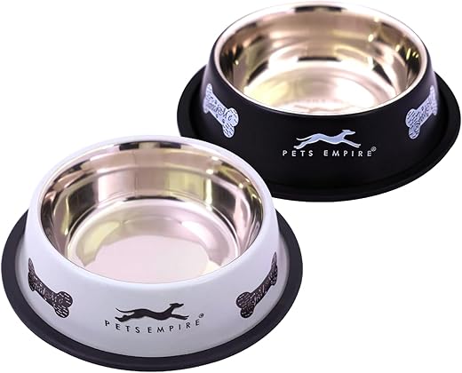 Pets Empire Dog Bowl| Anti-Skid Stainless Steel Bowls for Puppy and Cat | Food &amp; Water Bowl | Cat Bowl | Gifts for Dogs Bi
