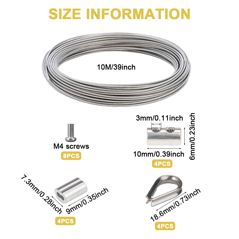 Cavo in acciaio inox da 50 m/3 mm, cavo in acciaio inox rivestito con