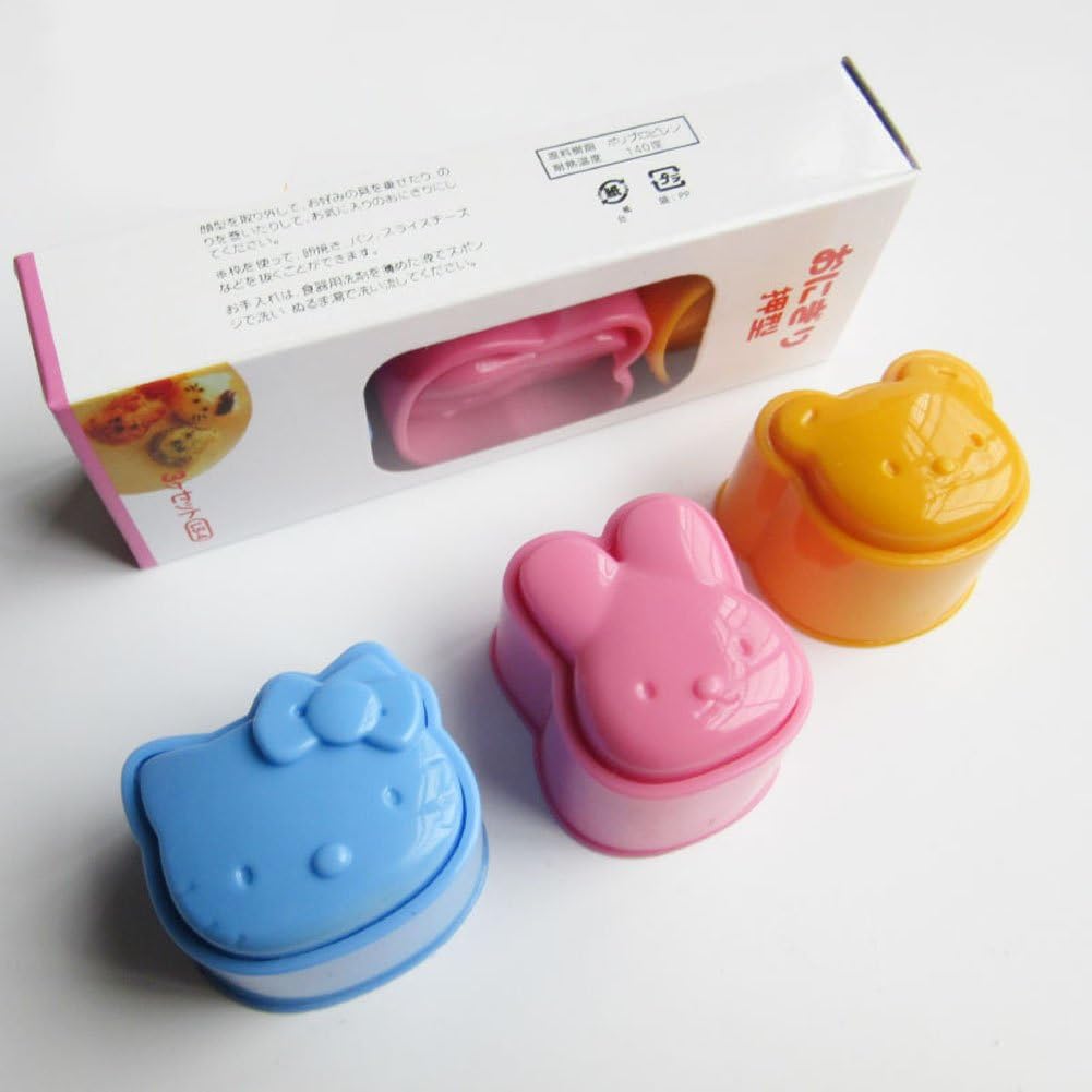 Hello Kitty Rabbit Bear Bento Lunch Box Sushi Rice Cutter Mold 3pcs Set