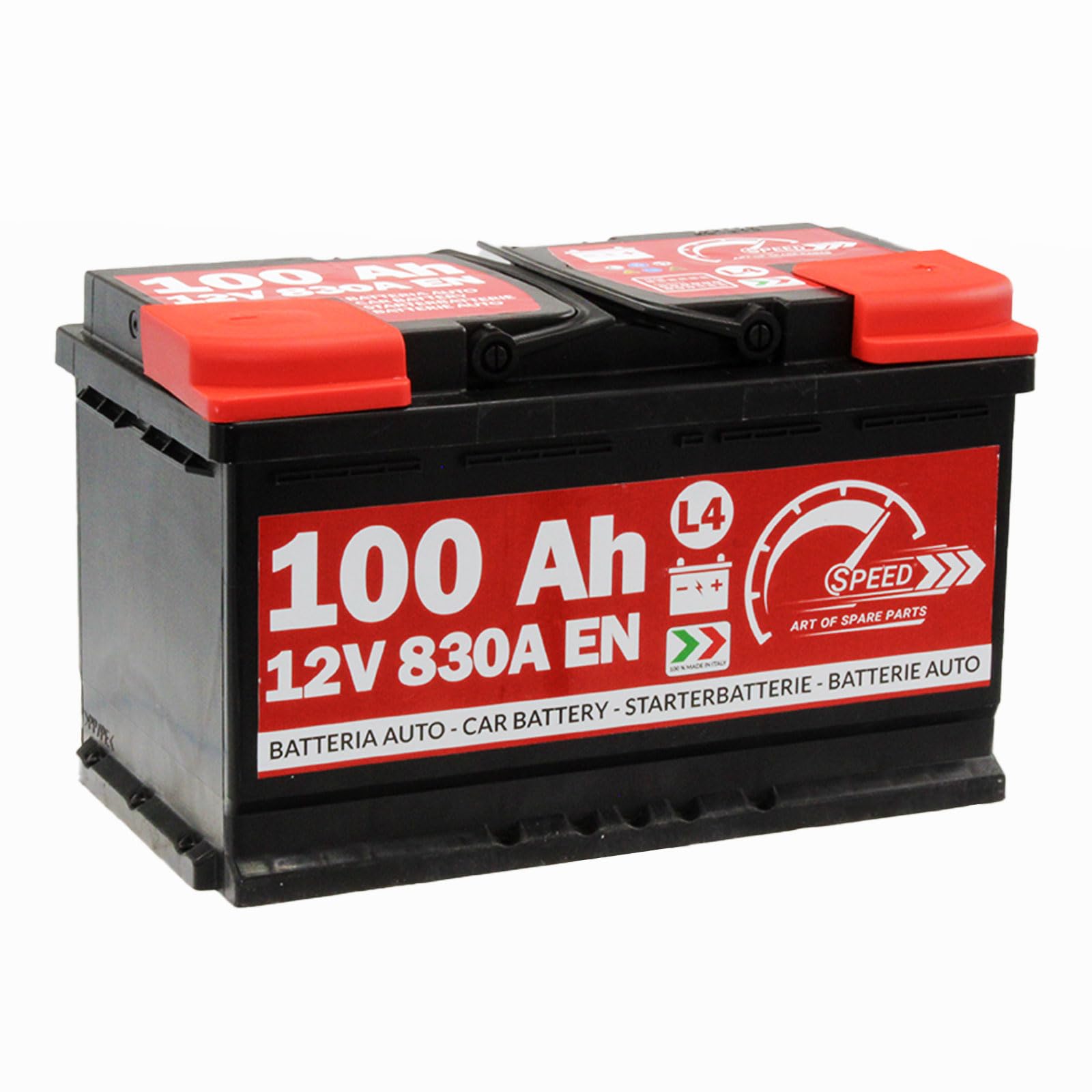Speed - Batería de arranque de coche original L4 de 100 Ah, 12 V, 830 A +DX | polo positivo a la derecha