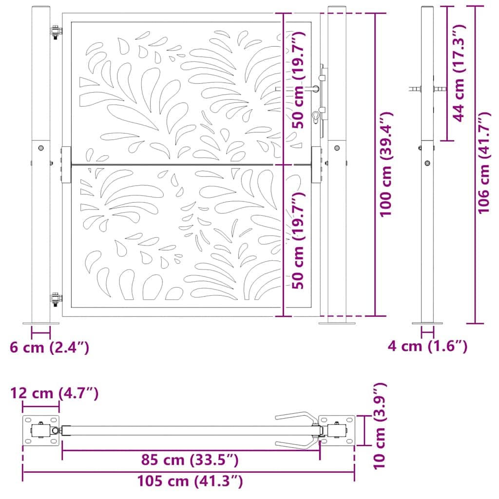 vidaXL Cancello Giardino Nero 100x100 cm in Acciaio Design Ondulato, cancello della Recinzione, cancello Esterno, cancello del Metallo