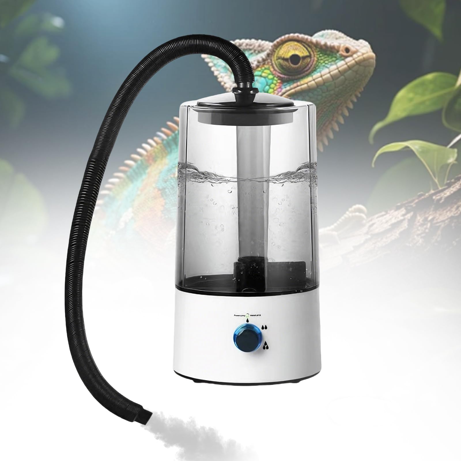 Reptilie Luftbefeuchter Terrarium, 4L Reptilien Luftbefeuchter mit Dreistufige Sprühgrößeneinstellung und Teleskopschlauch, Ultraleiser Zerstäuber mit Trockenlaufschutz für Reptilien, Amphibien