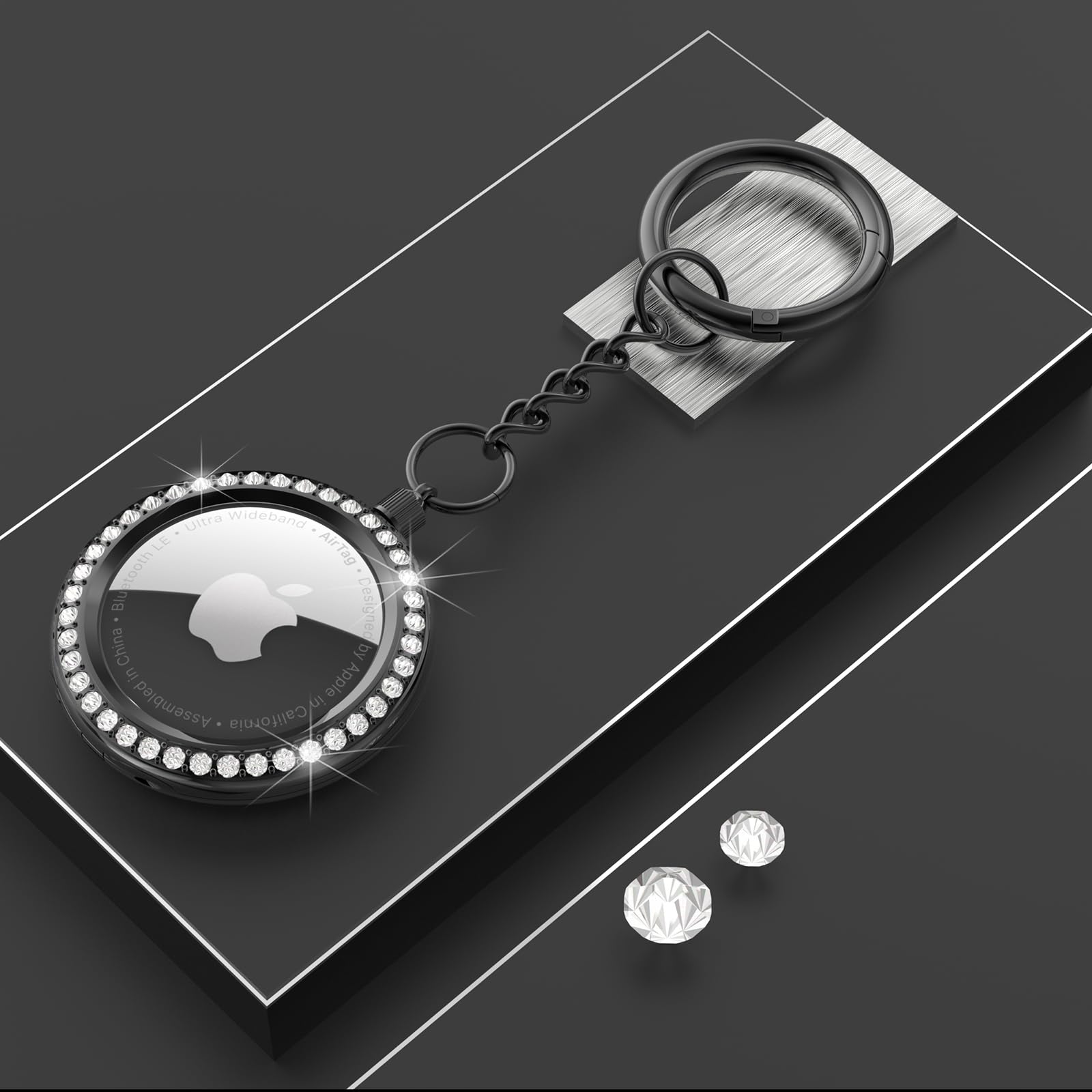 Custodia per Apple Airtag, Cover in Pelle Con Anello Portachiavi