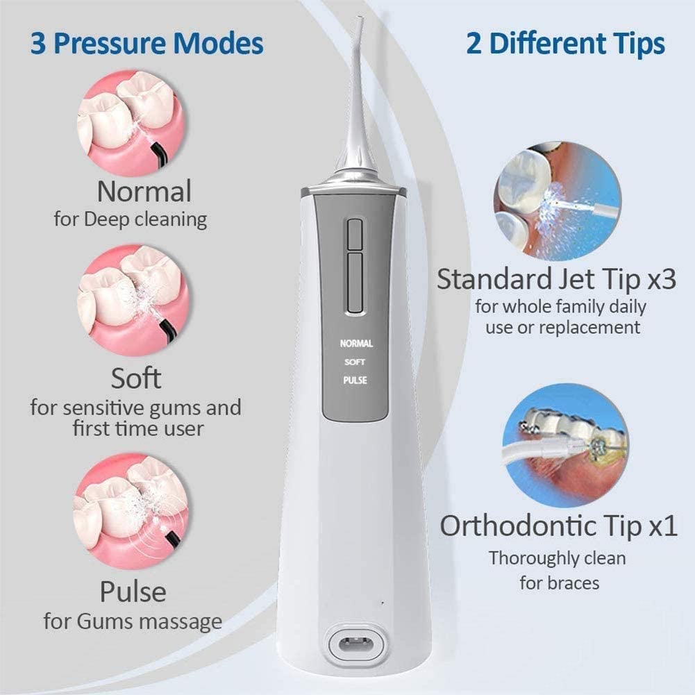 Flasse Dentaire d'eau sans Fil, irrigateur Oral Portable for Les Dents, orthèses, Rechargeable et Ipx7 Nettoyer de Dents étanche for Les Voyages à Domicile