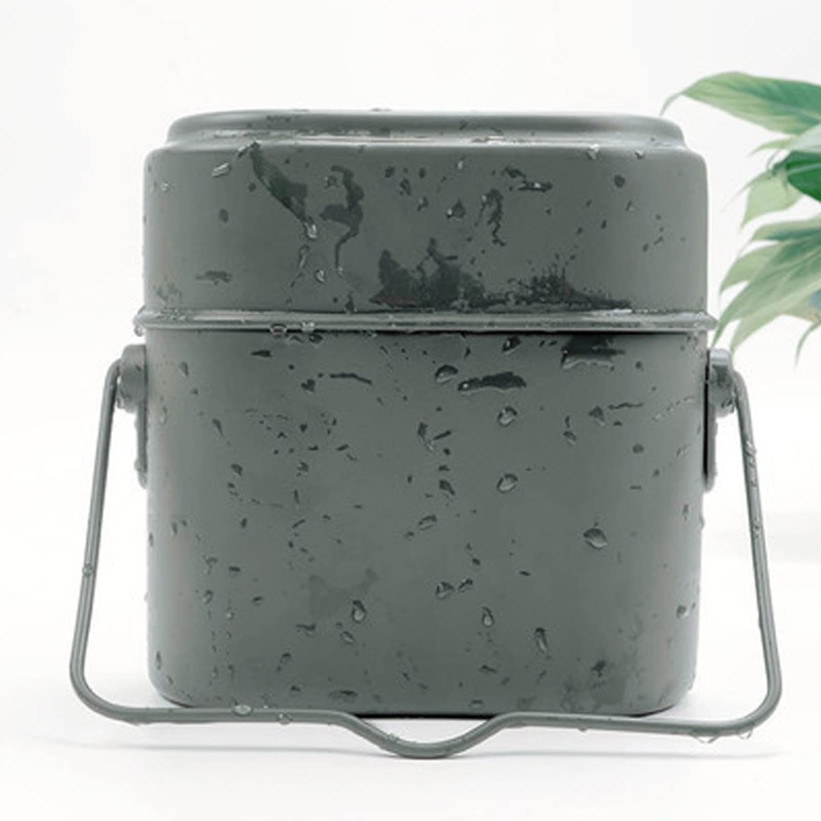 Lunchbox-Set Für Militärbegeisterte Im Deutschen Stil, Multifunktionaler Vintage-Wasserkessel aus Aluminium Für Den Außenbereich Und Grill-Lunchbox-Set (Armeegrün)