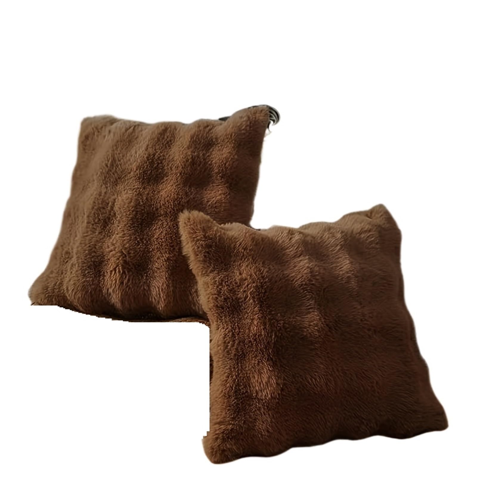 Pillowcase 2pc Plush Decorative Pillowcases, Modern Minimalist Style, Suitable For Sofas, Bedrooms, And Car Interiors(Dark coffee)