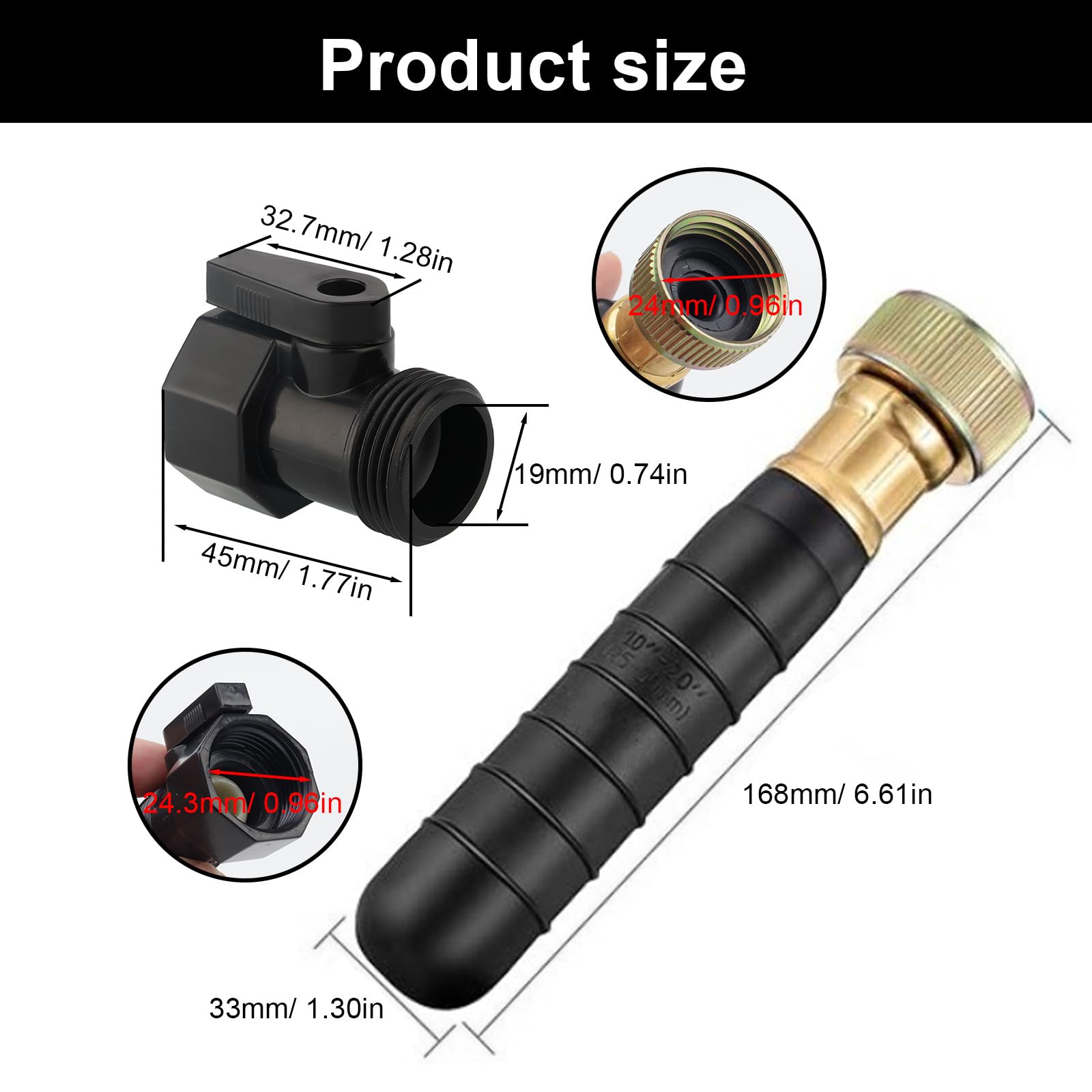 Deboucheur Canalisation Haute Pression, Vessies de Drainage en Caoutchouc, Noir Caoutchouc Vessie de Vidange avec 3/4" Vanne D'arrêt, pour 38 à 75 mm Débouche Goutières, Toilettes et Tuyaux