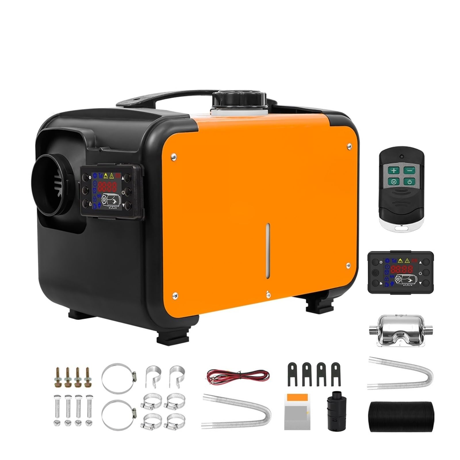 Ogrzewacz Samochodowy 12V/24V, 8 KW, Nagrzewnica Powietrza Na Olej Napędowy Z Tłumikami, Przełącznik LCD I Pilot, Do Samochodu, Przyczepy, Ciężarówki, Ogrzewanie Postojowe Łatwy w instalacji