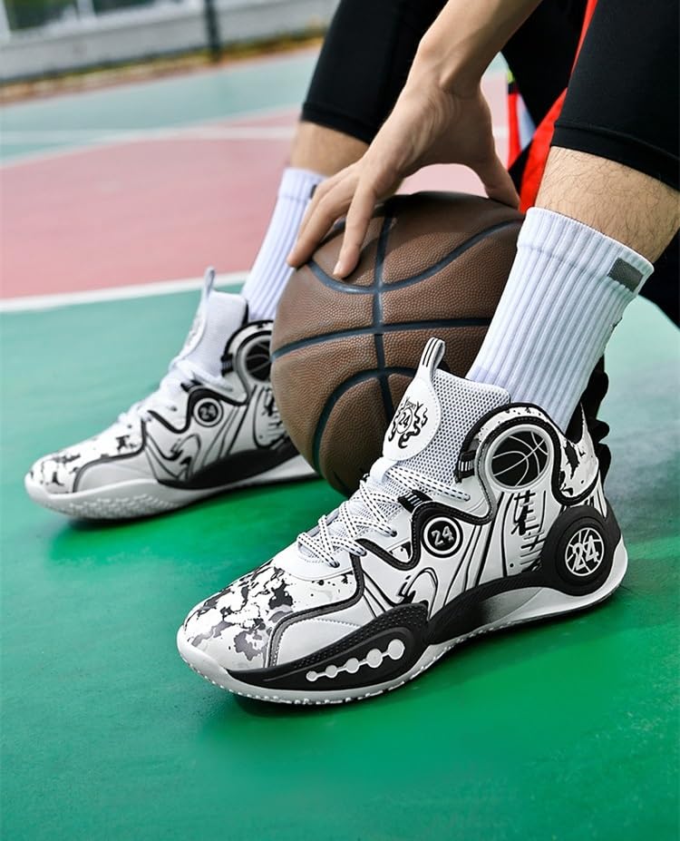Scarpe da Basket Alte da Uomo, Leggere, Antiscivolo, Resistenti all'Usura, ammortizzanti, con Grip, Scarpe Sportive da Allenamento