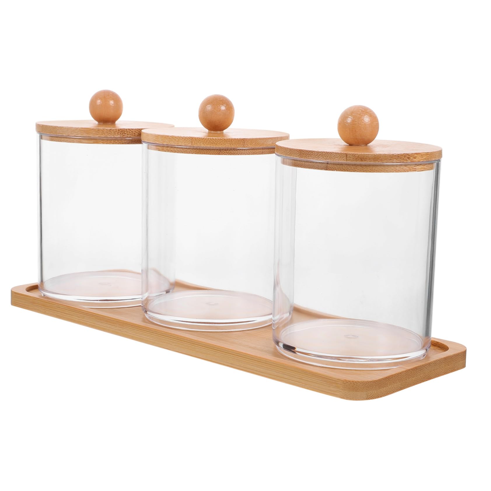 Cabilock 5juegos Organizador De Algodones Transparente Con Tapa Para Almacenaje De Discos y Bastoncillos Para Baño y Vanity