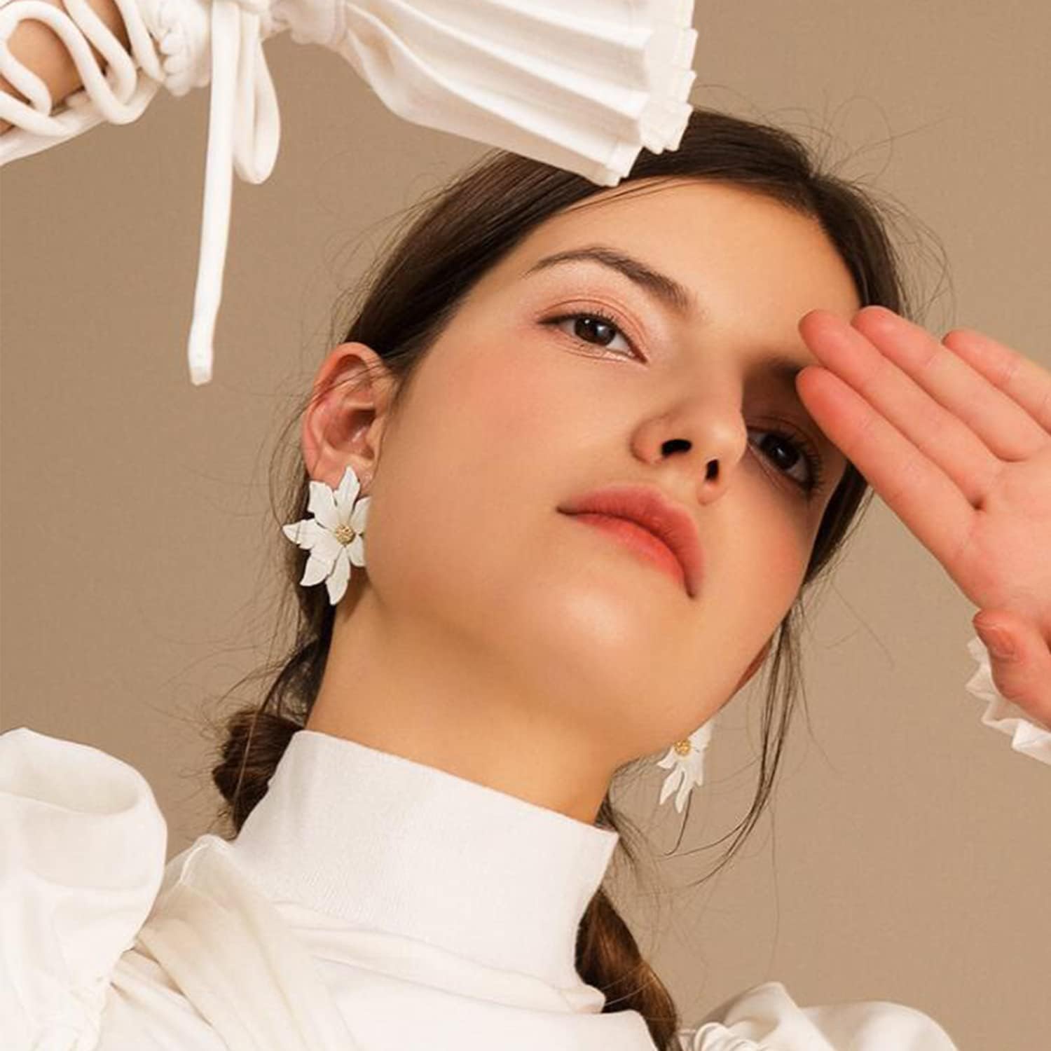 KaFu Elegant Large Metal Flower Dangle Drop Earring Boho Flower Earrings Statement Jewelry for Women Girl Wedding Party Jewelry - Image 3