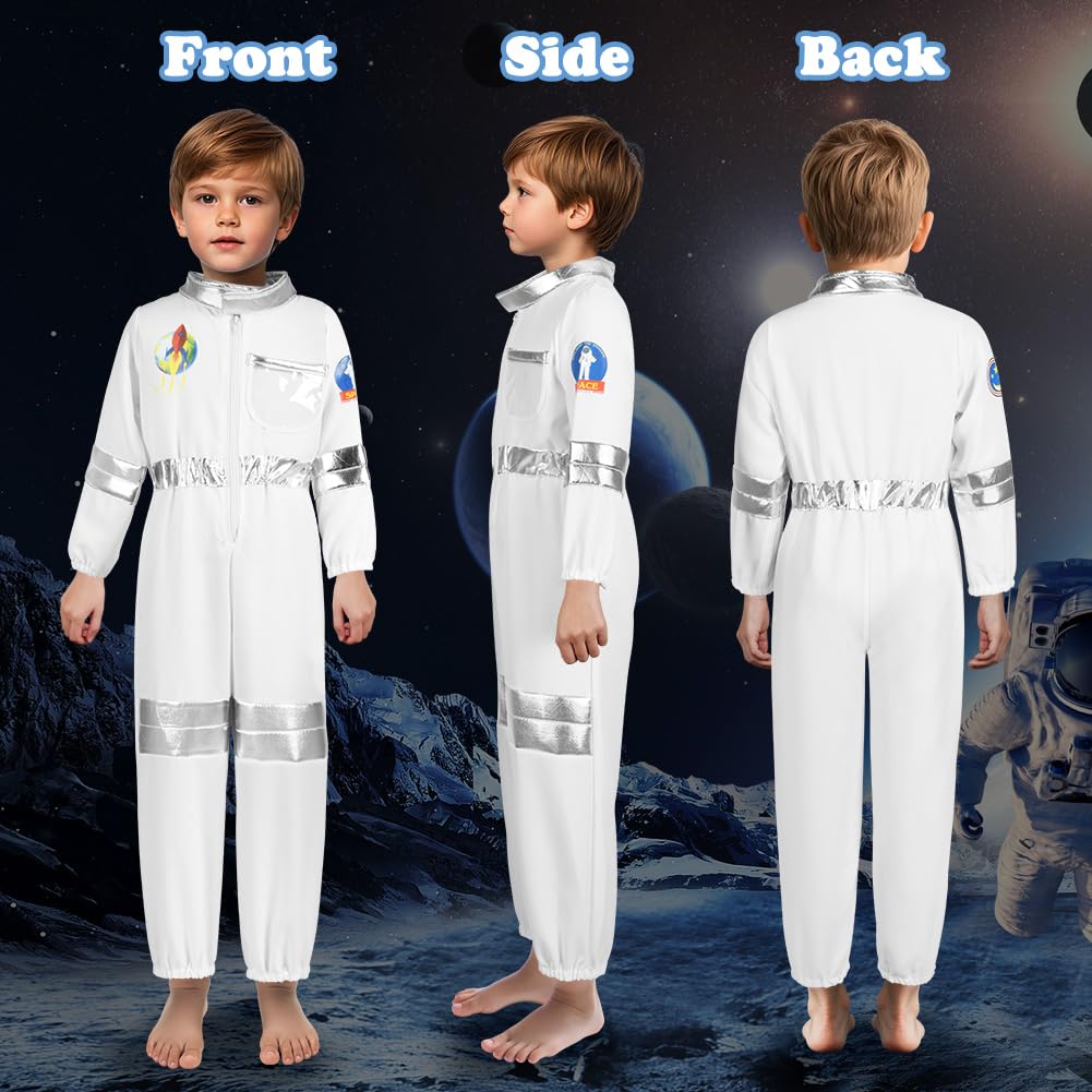 Aomig Disfraz Astronauta Niño, Disfraz de Astronauta Niño con Casco Astronauta, Traje Astronauta Niño, Regalo para Niño 4-8 Años para Fiesta Carnaval Halloween Cosplay - 3