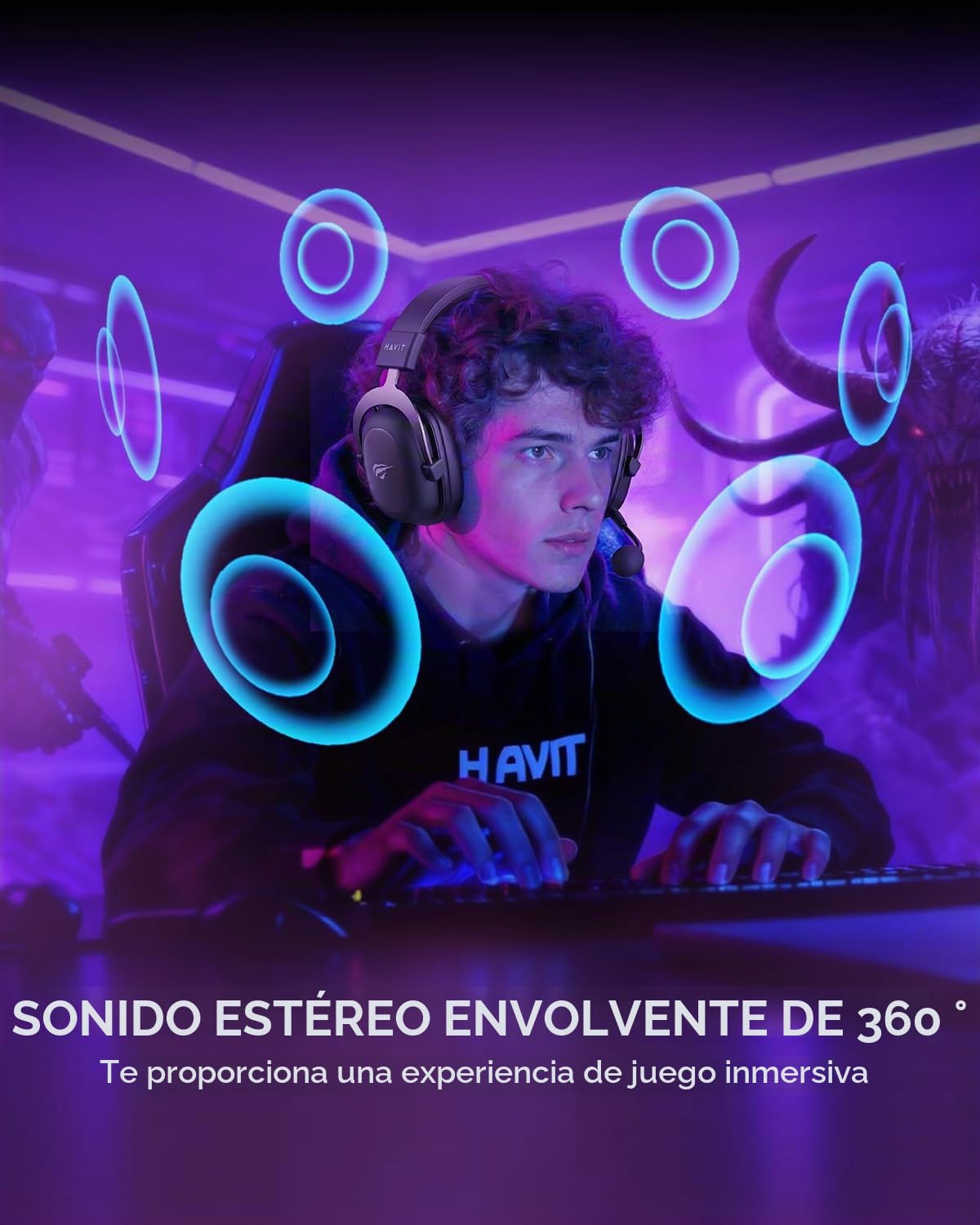havit Auriculares Gaming Estéreos Metalizados con Entrada Jack Auxiliar 3,5mm para PS4 HV-H2002D Negro