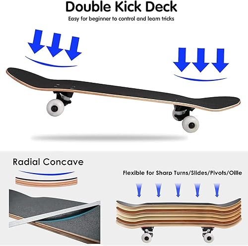 Miniatura 4 de Patinetas Composición de mariposas azules Morpho y mariposas blancas sobre blanco Monopatín cóncavo clásico Cosas geniales Regalos para adolescentes