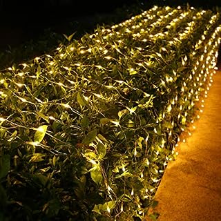 Joomer 12ft x 5ft Christmas Net Lights, 360 LED Outdoor Fairy String Light Plug in, 8 Modes Mesh Lights Connectable for Christmas Trees, Bushes, Garden, Wedding Decorations(Clear Wire, Warm White)